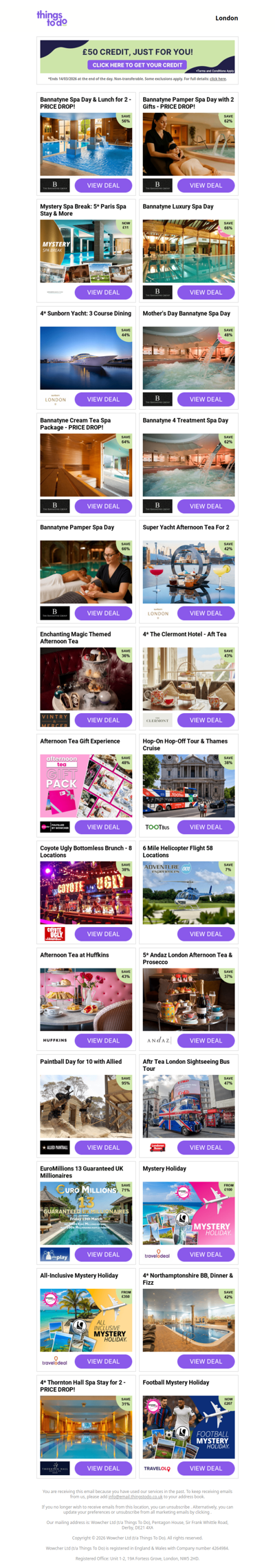 £50 ThingsToDo Credit for Mother’s Day Gifting - Click Inside And Grab It Before Midnight!