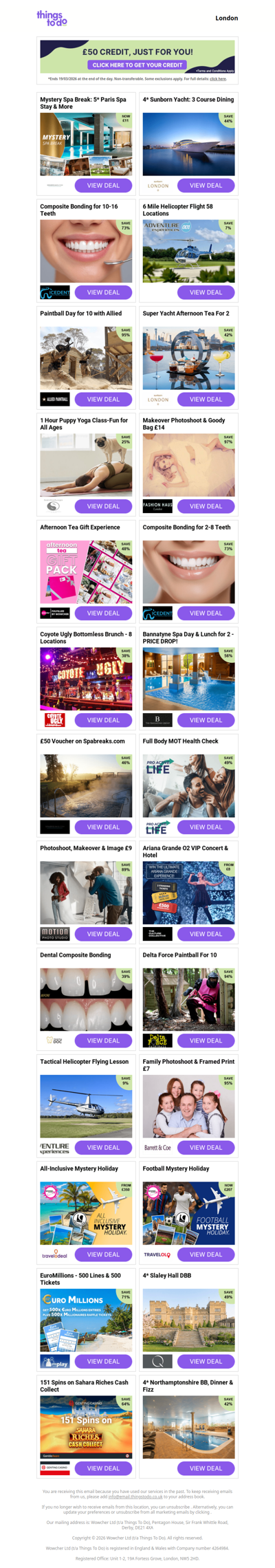 £50 ThingsToDo Credit Is Yours - Click Inside and Grab It Before Midnight!