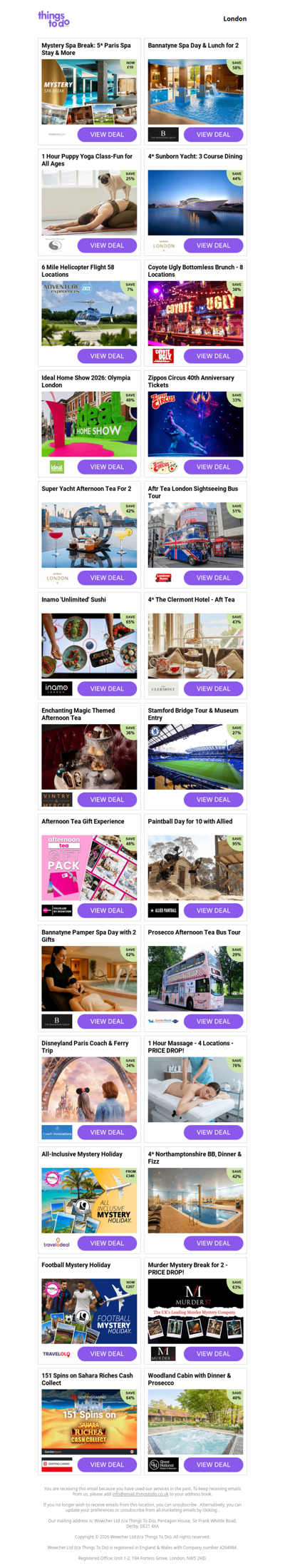 Mystery Spa Break: 5* Paris Spa Stay & More | Bannatyne Spa Day & Lunch for 2 | 1 Hour Puppy Yoga Class-Fun for All Ages | 4* Sunborn Yacht: 3 Course Dining | 6 Mile Helicopter Flight 58 Locations