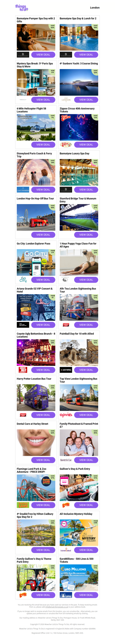 Bannatyne Pamper Spa Day with 2 Gifts | Bannatyne Spa Day & Lunch for 2 | Mystery Spa Break: 5* Paris Spa Stay & More | 4* Sunborn Yacht: 3 Course Dining - PRICE DROP! | 6 Mile Helicopter Flight 58 Locations