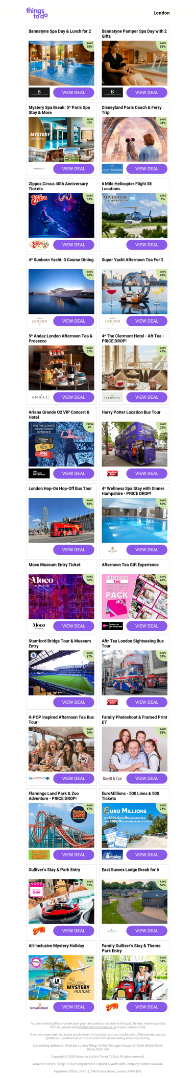 Bannatyne Spa Day & Lunch for 2 | Bannatyne Pamper Spa Day with 2 Gifts | Mystery Spa Break: 5* Paris Spa Stay & More | Disneyland Paris Coach & Ferry Trip | Zippos Circus 40th Anniversary Tickets