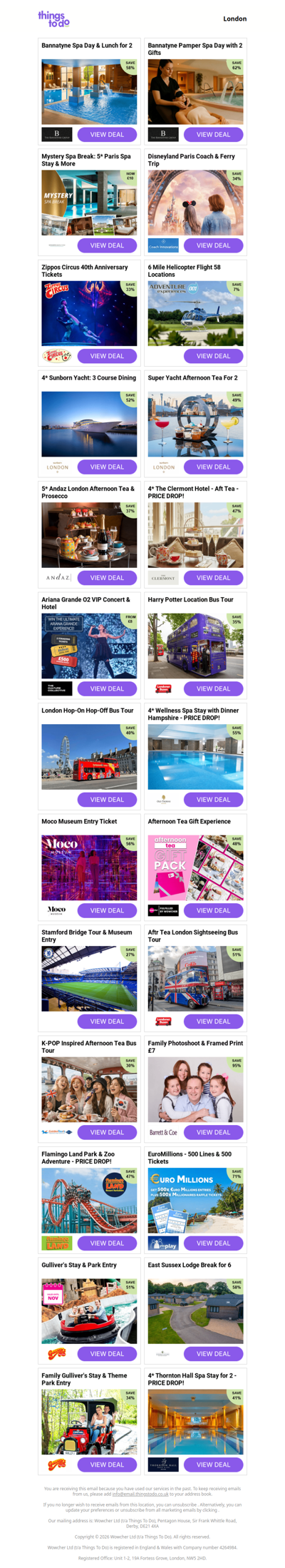 Bannatyne Spa Day & Lunch for 2 | Bannatyne Pamper Spa Day with 2 Gifts | Mystery Spa Break: 5* Paris Spa Stay & More | Disneyland Paris Coach & Ferry Trip | Zippos Circus 40th Anniversary Tickets