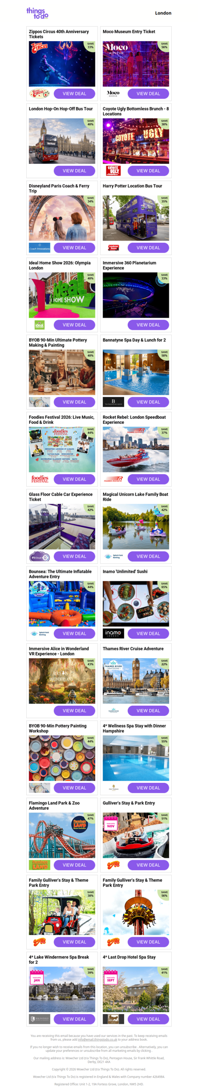 Zippos Circus 40th Anniversary Tickets | Moco Museum Entry Ticket | London Hop-On Hop-Off Bus Tour | Coyote Ugly Bottomless Brunch - 8 Locations | Disneyland Paris Coach & Ferry Trip