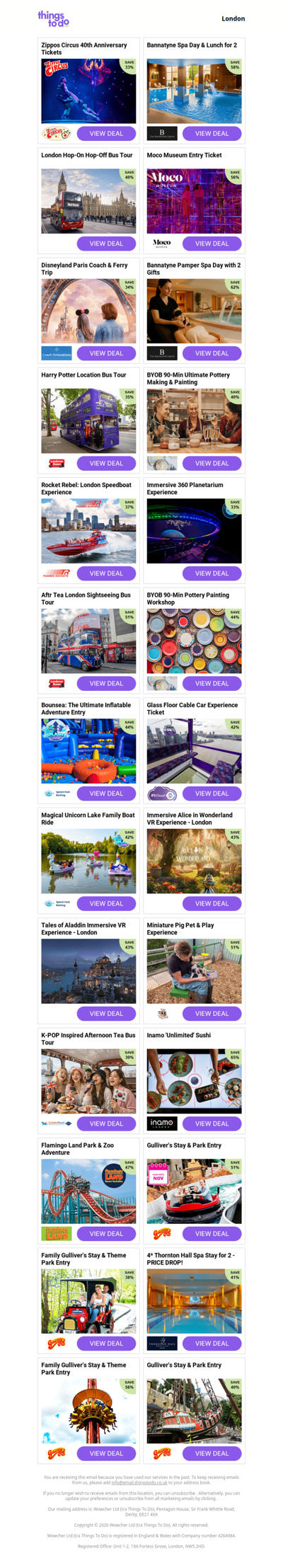 Zippos Circus 40th Anniversary Tickets | Bannatyne Spa Day & Lunch for 2 | London Hop-On Hop-Off Bus Tour | Moco Museum Entry Ticket | Disneyland Paris Coach & Ferry Trip