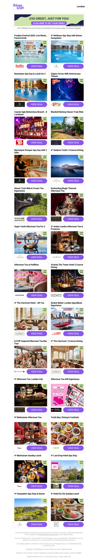 £50 ThingsToDo Credit Is Waiting – Click Now & Use It Before Midnight!