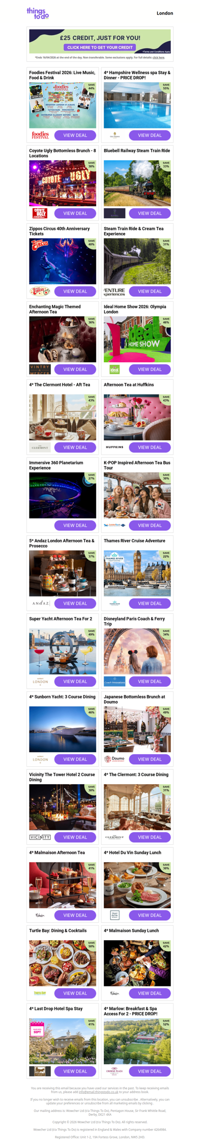 £25 ThingsToDo Credit Is Ready – Claim It Before Midnight!