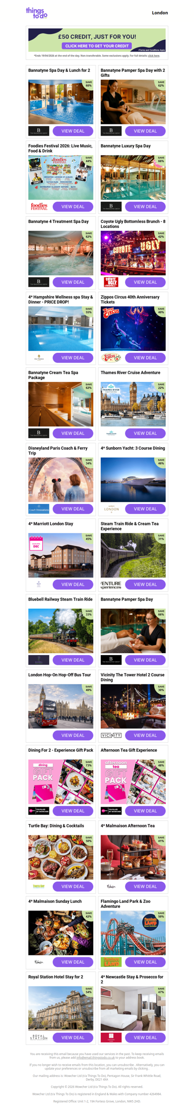 Your £50 ThingsToDo Credit Is Ready – Tap Now & Use It Before Midnight!