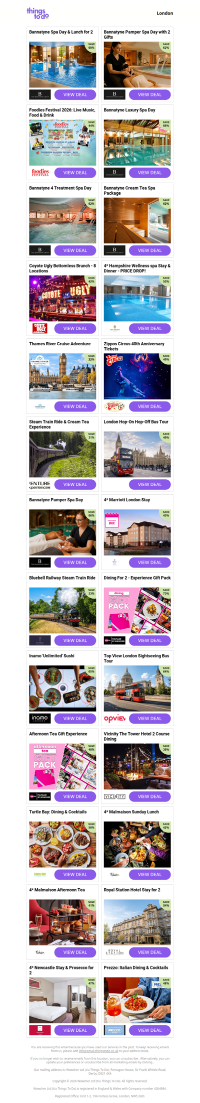 Bannatyne Spa Day & Lunch for 2 | Bannatyne Pamper Spa Day with 2 Gifts | Foodies Festival 2026: Live Music, Food & Drink - PRICE DROP! | Bannatyne Luxury Spa Day | Bannatyne 4 Treatment Spa Day