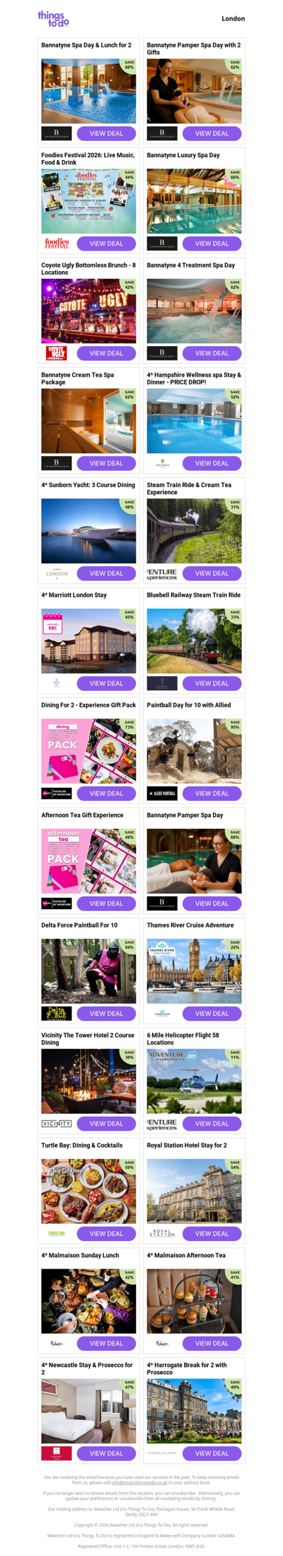 Bannatyne Spa Day & Lunch for 2 | Bannatyne Pamper Spa Day with 2 Gifts | Foodies Festival 2026: Live Music, Food & Drink - PRICE DROP! | Bannatyne Luxury Spa Day | Coyote Ugly Bottomless Brunch - 8 Locations