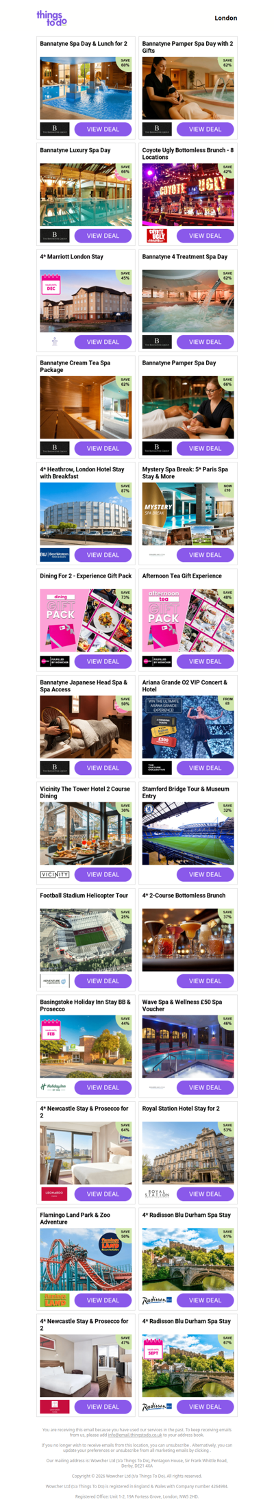 Bannatyne Spa Day & Lunch for 2 | Bannatyne Pamper Spa Day with 2 Gifts | Bannatyne Luxury Spa Day | Coyote Ugly Bottomless Brunch - 8 Locations | 4* Marriott London Stay