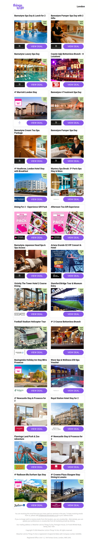 Bannatyne Spa Day & Lunch for 2 | Bannatyne Pamper Spa Day with 2 Gifts | Bannatyne Luxury Spa Day | Coyote Ugly Bottomless Brunch - 8 Locations | 4* Marriott London Stay