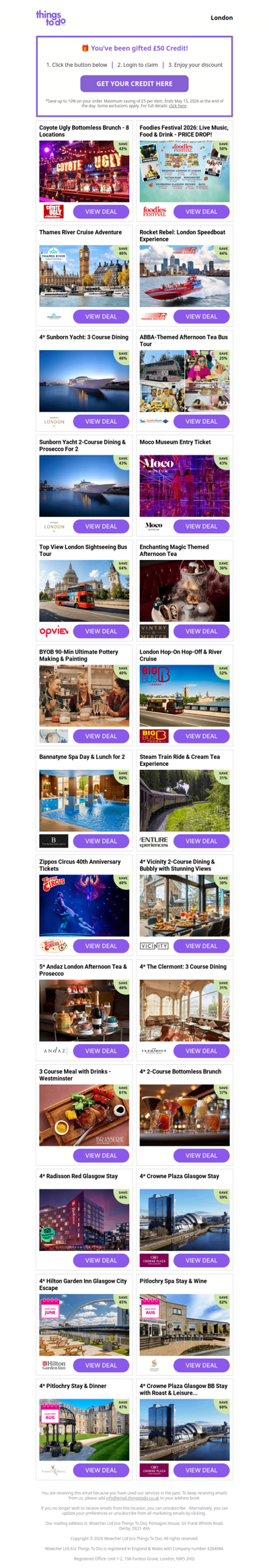 Your £50 ThingsToDo Credit Is Waiting – Click Inside & Spend It Before Midnight!