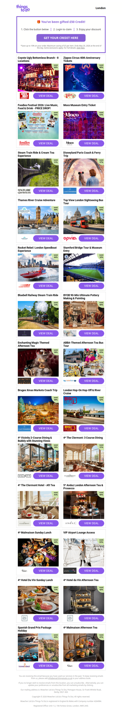 £50 ThingsToDo Credit Is Waiting – Click Now & Spend It Before Midnight!