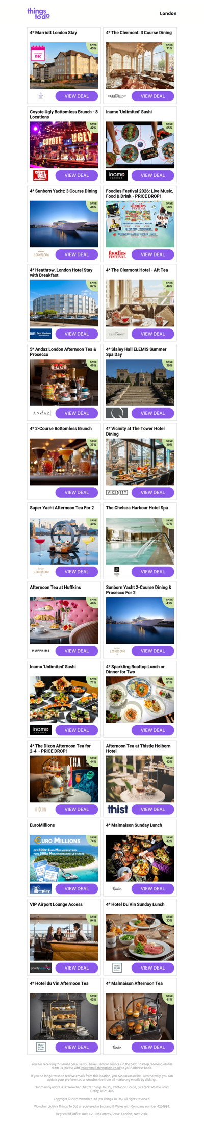 4* Marriott London Stay | 4* The Clermont: 3 Course Dining - PRICE DROP! | Coyote Ugly Bottomless Brunch - 8 Locations | Inamo 'Unlimited' Sushi | 4* Sunborn Yacht: 3 Course Dining