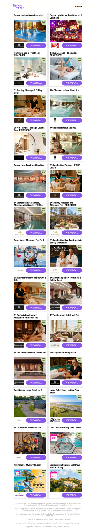 Bannatyne Spa Day & Lunch for 2 | Coyote Ugly Bottomless Brunch - 8 Locations | Hammam Spa & Treatment - PRICE DROP! | 1 Hour Massage - 4 Locations - PRICE DROP! | 5* Spa Day, Massage & Bubbly - Soho - PRICE DROP!