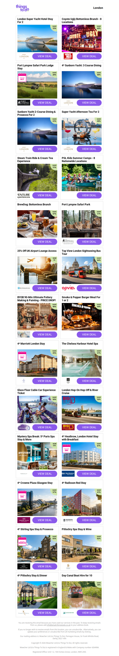 London Super Yacht Hotel Stay For 2 | Coyote Ugly Bottomless Brunch - 8 Locations | Port Lympne Safari Park Lodge Stay | 4* Sunborn Yacht: 3 Course Dining | Sunborn Yacht 2-Course Dining & Prosecco For 2