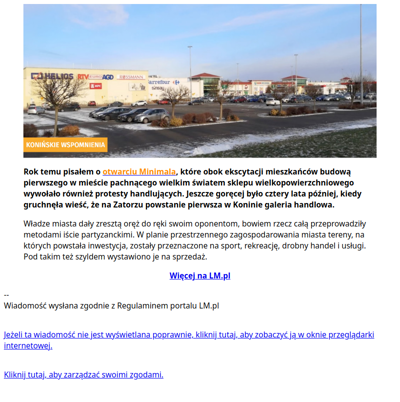 Miał być drobny handel, ale władze Konina wpuściły tam galerię handlową