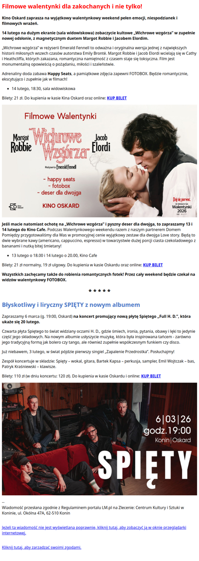 Serce bije szybciej: Filmowe walentynki pełne niespodzianek i koncertowy Spięty