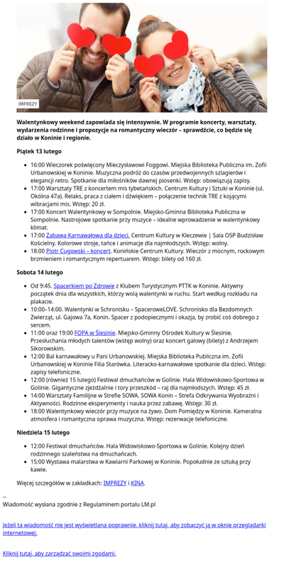 Weekendowy rozkład jazdy. Zobacz co będzie się działo