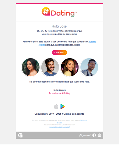 ¡Tu perfil está oculto! Sube otra foto