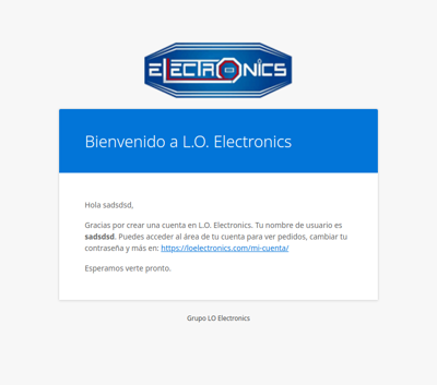 ¡Se ha creado tu cuenta en L.O. Electronics!