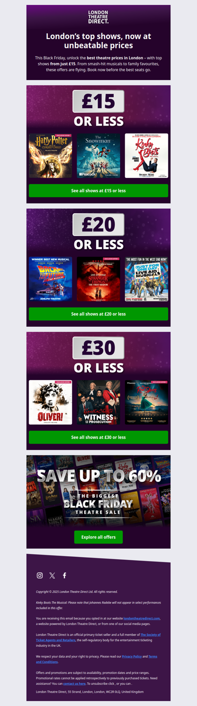 West End tickets from £15 🎉