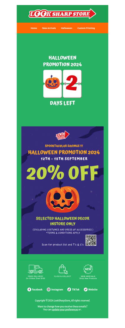 Final 2 Days 20% Off Halloween Sale In-Stores