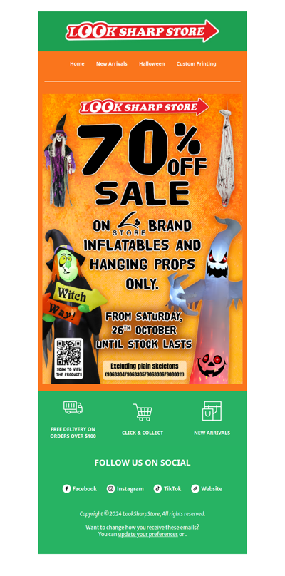 70% Off Halloween Inflatables & Hanging Props