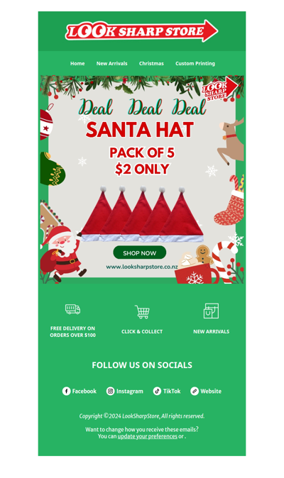 🎅 Get Ready for Christmas – 5 Santa Hats for Only $2! 🎅