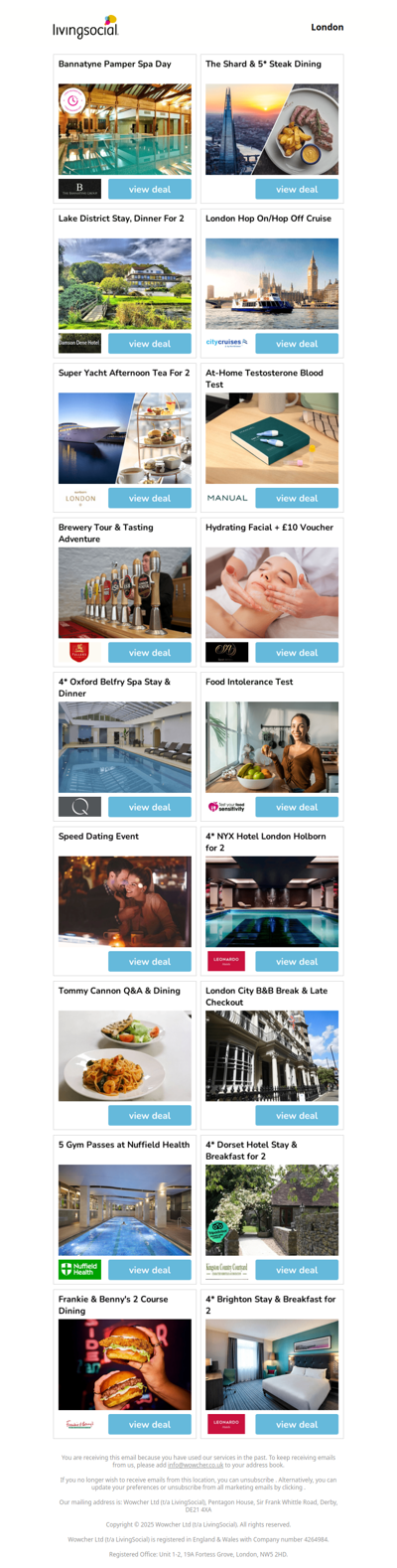 Bannatyne Pamper Spa Day | The Shard & 5* Steak Dining | Lake District Stay, Dinner For 2 | London Hop On/Hop Off Cruise | Super Yacht Afternoon Tea For 2