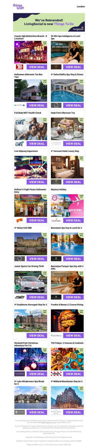 Coyote Ugly Bottomless Brunch - 8 Locations | 50-Min Spa Indulgence at Lumi Spa | Halloween Afternoon Tea Bus Tour | 4* Oxford Belfry Spa Stay & Dinner | Full Body MOT Health Check