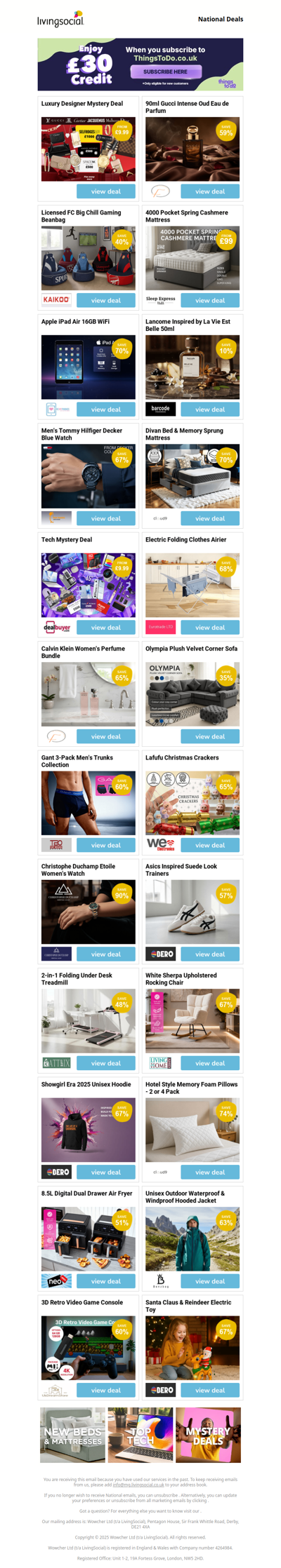 Luxury Designer Mystery Deal | 90ml Gucci Intense Oud Eau de Parfum | Licensed FC Big Chill Gaming Beanbag | 4000 Pocket Spring Cashmere Mattress | Apple iPad Air 16GB WiFi