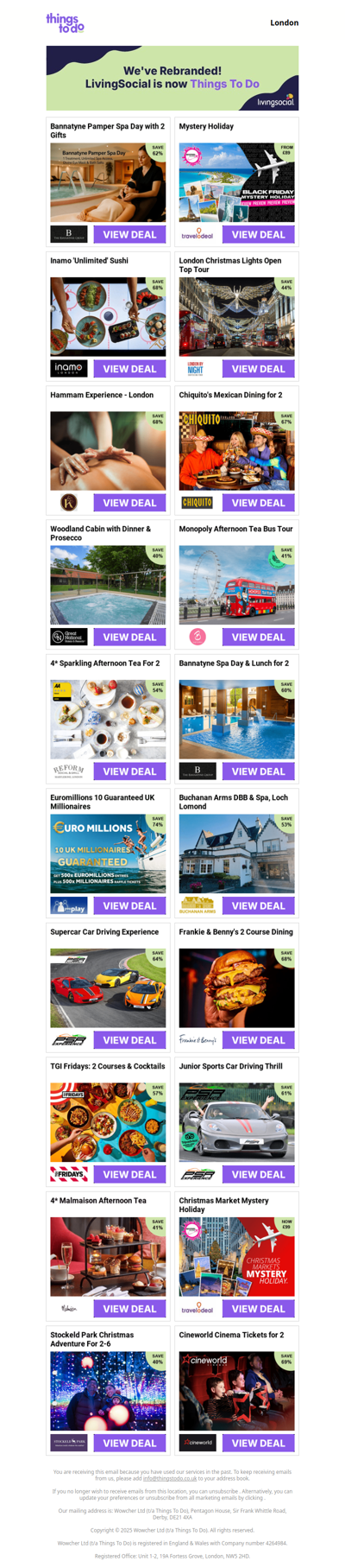 Bannatyne Pamper Spa Day with 2 Gifts | Mystery Holiday | Inamo 'Unlimited' Sushi | London Christmas Lights Open Top Tour | Hammam Experience - London