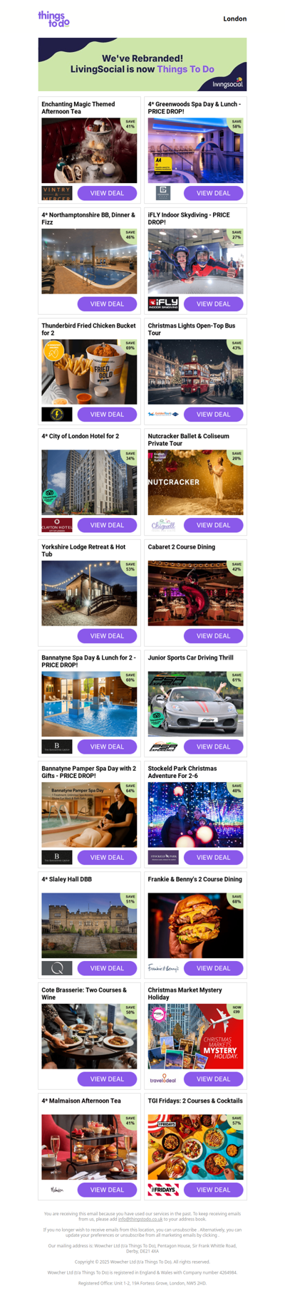 Enchanting Magic Themed Afternoon Tea | 4* Greenwoods Spa Day & Lunch - PRICE DROP! | 4* Northamptonshire BB, Dinner & Fizz | iFLY Indoor Skydiving - PRICE DROP! | Thunderbird Fried Chicken Bucket for 2