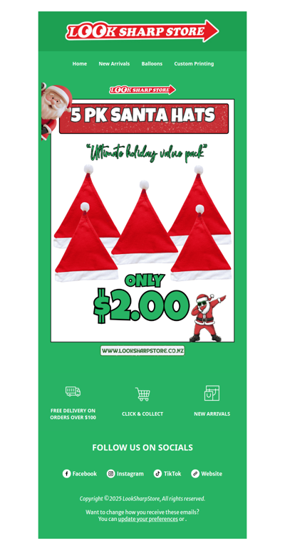 5pk Santa Hats Just $2 — Festive Deal You’ll Love!