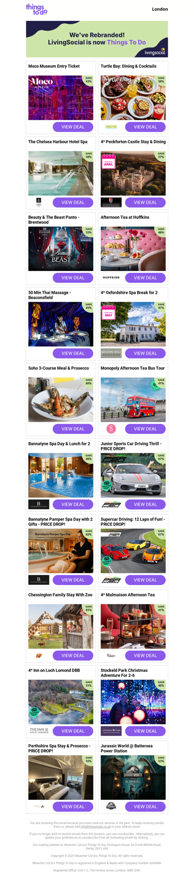 Moco Museum Entry Ticket - PRICE DROP! | Turtle Bay: Dining & Cocktails | The Chelsea Harbour Hotel Spa | 4* Peckforton Castle Stay & Dining | Beauty & The Beast Panto - Brentwood