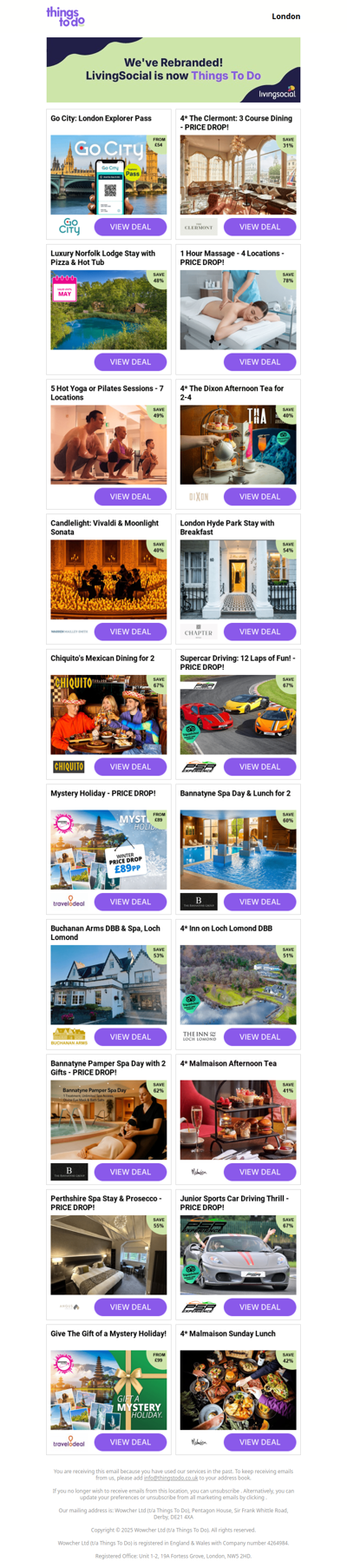 Go City: London Explorer Pass | 4* The Clermont: 3 Course Dining - PRICE DROP! | Luxury Norfolk Lodge Stay with Pizza & Hot Tub | 1 Hour Massage - 4 Locations - PRICE DROP! | 5 Hot Yoga or Pilates Sessions - 7 Locations