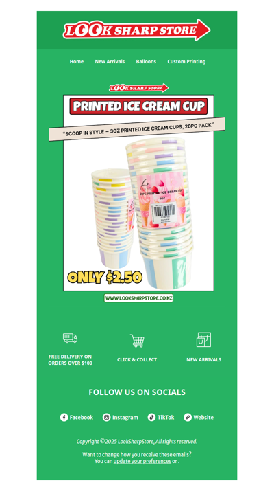 Printed Ice Cream Cups 20pk, 30oz 🍦