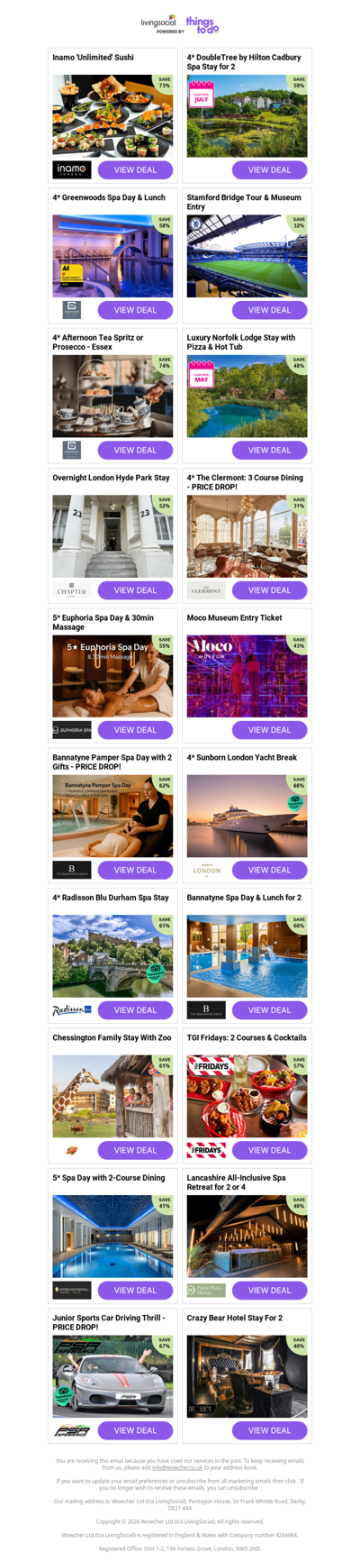 Inamo 'Unlimited' Sushi | 4* DoubleTree by Hilton Cadbury Spa Stay for 2 | 4* Greenwoods Spa Day & Lunch | Stamford Bridge Tour & Museum Entry | 4* Afternoon Tea Spritz or Prosecco - Essex