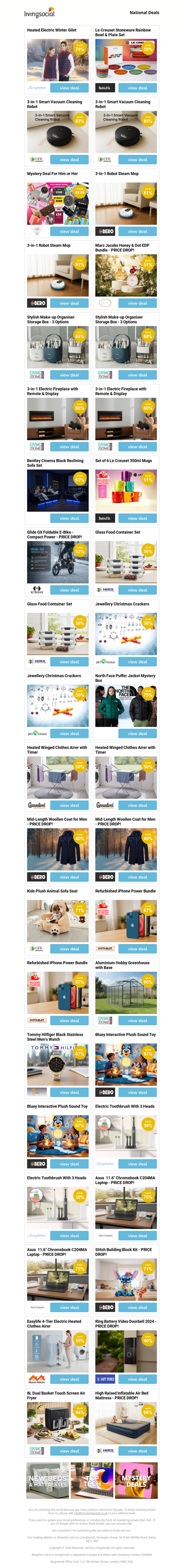 Heated Electric Winter Gilet | Le Creuset Stoneware Rainbow Bowl & Plate Set | 3-in-1 Smart Vacuum Cleaning Robot | 3-in-1 Smart Vacuum Cleaning Robot | Mystery Deal For Him or Her