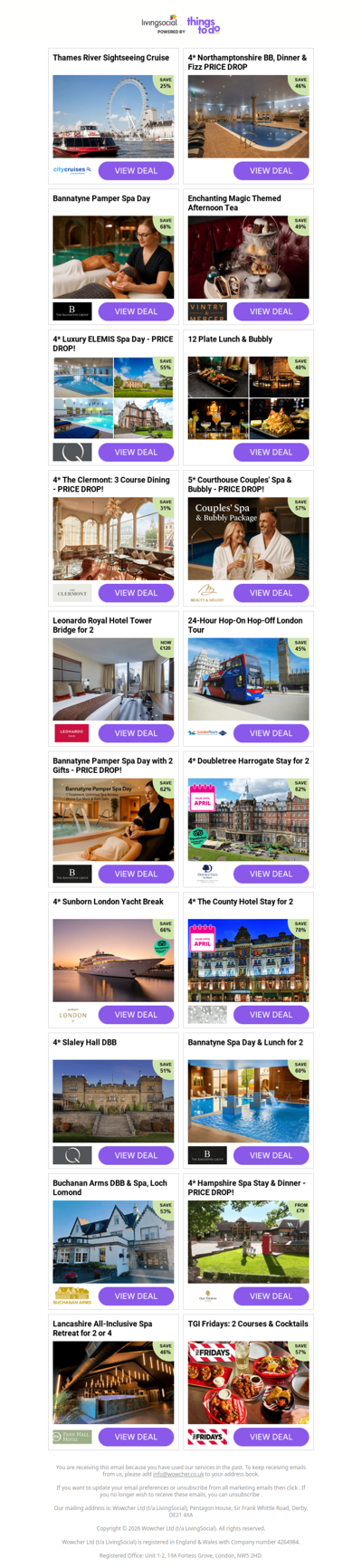 Thames River Sightseeing Cruise | 4* Northamptonshire BB, Dinner & Fizz PRICE DROP | Bannatyne Pamper Spa Day | Enchanting Magic Themed Afternoon Tea | 4* Luxury ELEMIS Spa Day - PRICE DROP!