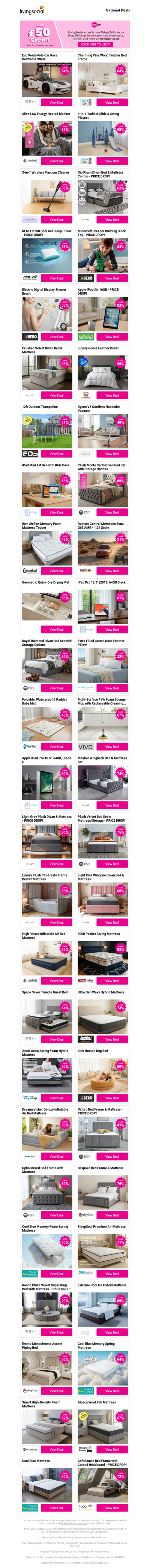 Eco Vento Kids Car Race Bedframe White | Charming Pine Wood Toddler Bed Frame | Alivo Low Energy Heated Blanket | 3-in-1 Toddler Slide & Swing Playset | 3-in-1 Wireless Vacuum Cleaner