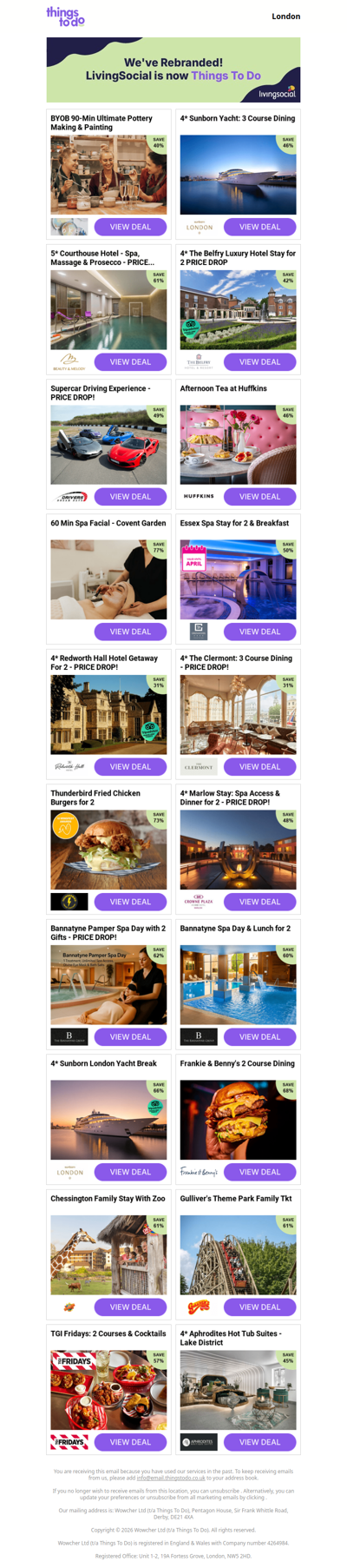 BYOB 90-Min Ultimate Pottery Making & Painting | 4* Sunborn Yacht: 3 Course Dining | 5* Courthouse Hotel - Spa, Massage & Prosecco - PRICE DROP! | 4* The Belfry Luxury Hotel Stay for 2 PRICE DROP | Supercar Driving Experience - PRICE DROP!