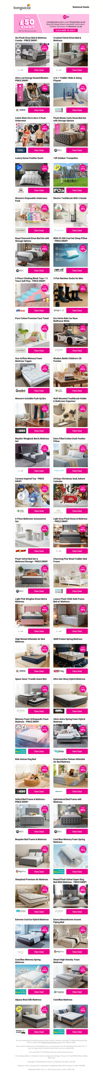 Gio Plush Divan Bed & Mattress Combo - PRICE DROP! | Crushed Velvet Divan Bed & Mattress | Alivo Low Energy Heated Blanket - PRICE DROP! | 3-in-1 Toddler Slide & Swing Playset | Calvin Klein His & Hers 3-Pack Underwear