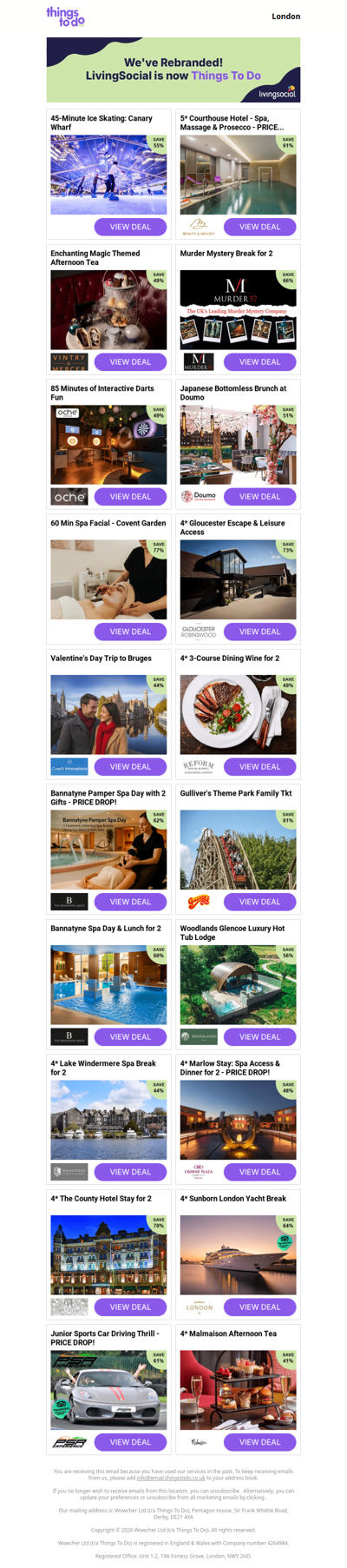 45-Minute Ice Skating: Canary Wharf | 5* Courthouse Hotel - Spa, Massage & Prosecco - PRICE DROP! | Enchanting Magic Themed Afternoon Tea | Murder Mystery Break for 2 | 85 Minutes of Interactive Darts Fun