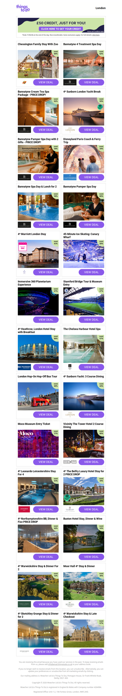 £50 Things To Do Credit Is Yours - Click Inside and Grab It Before Midnight!