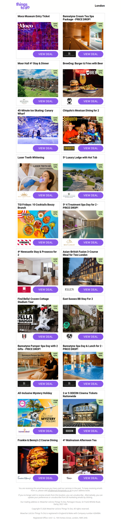 Moco Museum Entry Ticket | Bannatyne Cream Tea Spa Package - PRICE DROP! | Moor Hall 4* Stay & Dinner | BrewDog: Burger & Fries with Beer | 45-Minute Ice Skating: Canary Wharf