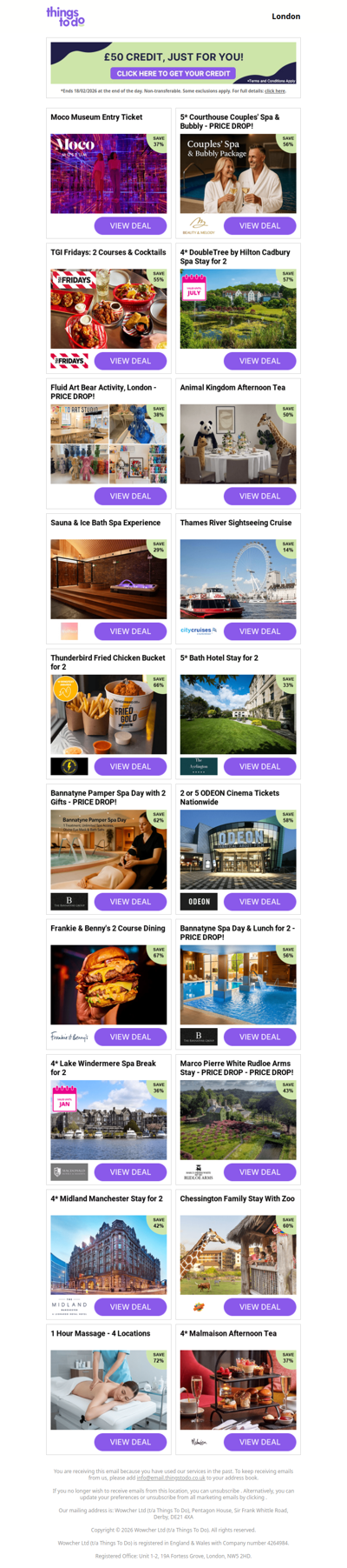 £50 Wowcher Credit Inside - Click Inside and Grab It Before Midnight!