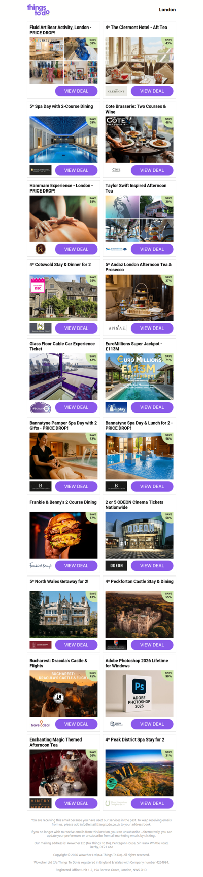 Fluid Art Bear Activity, London - PRICE DROP! | 4* The Clermont Hotel - Aft Tea | 5* Spa Day with 2-Course Dining | Cote Brasserie: Two Courses & Wine | Hammam Experience - London - PRICE DROP!