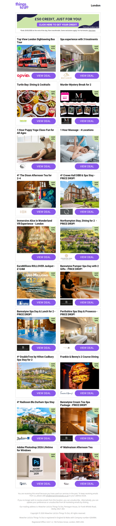 You’ve Got £50 ThingsToDo Credit - Click Inside and Grab It Before Midnight!